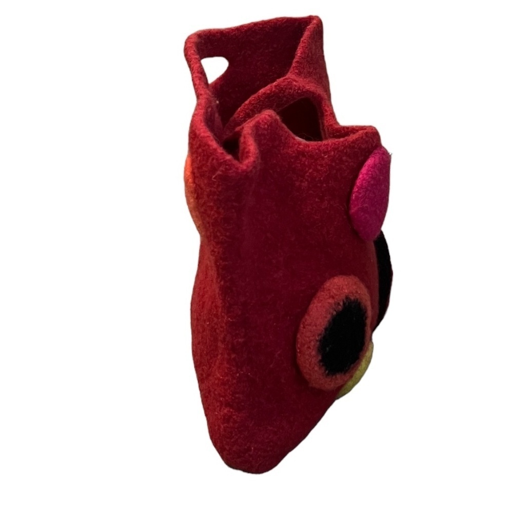 Colorful Circles Hand Felted Wool Handbag Knit-Crochet, In‎ Raspberry - Picture 4 of 8